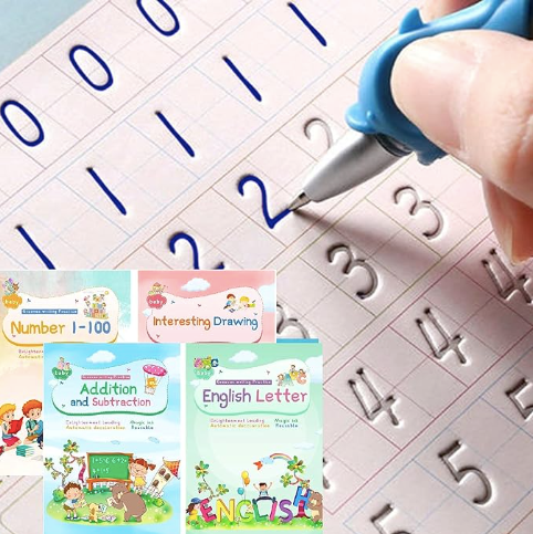 Kit de Caligrafía Montessori: 4 Libros Reutilizables para Preescolar
