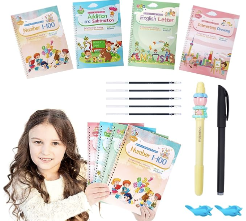 Kit de Caligrafía Montessori: 4 Libros Reutilizables para Preescolar